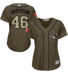Women's Majestic Toronto Blue Jays #46 Brett Anderson Authentic Green Salute to Service MLB Jersey