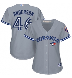 Women's Majestic Toronto Blue Jays #46 Brett Anderson Authentic Grey Road MLB Jersey