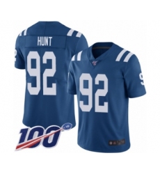 Men's Indianapolis Colts #92 Margus Hunt Royal Blue Team Color Vapor Untouchable Limited Player 100th Season Football Jersey