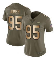 Women's Nike Jacksonville Jaguars #95 Abry Jones Limited Olive/Gold 2017 Salute to Service NFL Jersey