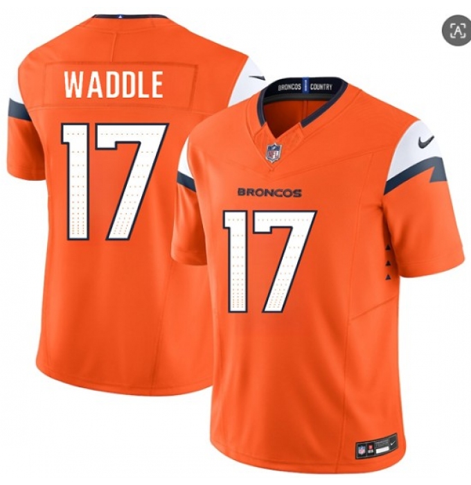 Men's Denver Broncos #17 Jaylen Waddle Orange 2026 F.U.S.E. Vapor Limited Stitched Football Jersey