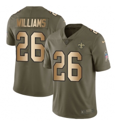 Men's Nike New Orleans Saints #26 P. J. Williams Limited Olive/Gold 2017 Salute to Service NFL Jersey