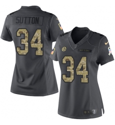 Women's Nike Pittsburgh Steelers #34 Cameron Sutton Limited Black 2016 Salute to Service NFL Jersey