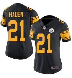 Women's Nike Pittsburgh Steelers #21 Joe Haden Limited Black Rush Vapor Untouchable NFL Jersey