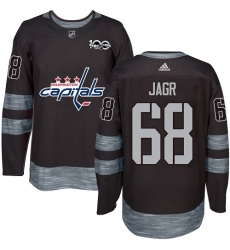 Men's Adidas Washington Capitals #68 Jaromir Jagr Authentic Black 1917-2017 100th Anniversary NHL Jersey