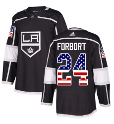 Youth Adidas Los Angeles Kings #24 Derek Forbort Authentic Black USA Flag Fashion NHL Jersey
