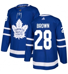 Men's Adidas Toronto Maple Leafs #28 Connor Brown Authentic Royal Blue Home NHL Jersey