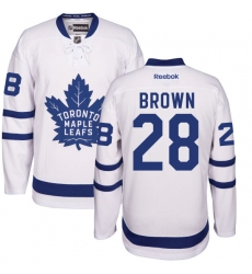 Youth Reebok Toronto Maple Leafs #28 Connor Brown Authentic White Away NHL Jersey