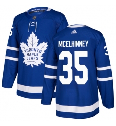 Men's Adidas Toronto Maple Leafs #35 Curtis McElhinney Premier Royal Blue Home NHL Jersey