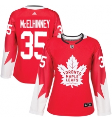 Women's Adidas Toronto Maple Leafs #35 Curtis McElhinney Authentic Red Alternate NHL Jersey