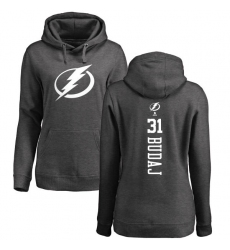 NHL Women's Adidas Tampa Bay Lightning #31 Peter Budaj Charcoal One Color Backer Pullover Hoodie
