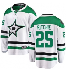 Men's Dallas Stars #25 Brett Ritchie Authentic White Away Fanatics Branded Breakaway NHL Jersey
