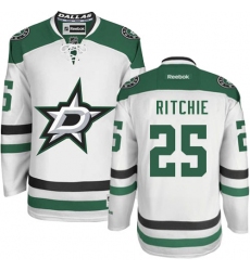 Men's Reebok Dallas Stars #25 Brett Ritchie Authentic White Away NHL Jersey