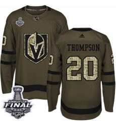 Men's Adidas Vegas Golden Knights #20 Paul Thompson Authentic Green Salute to Service 2018 Stanley Cup Final NHL Jersey