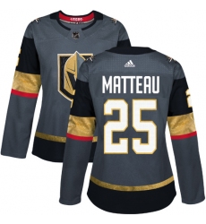 Women's Adidas Vegas Golden Knights #25 Stefan Matteau Authentic Gray Home NHL Jersey