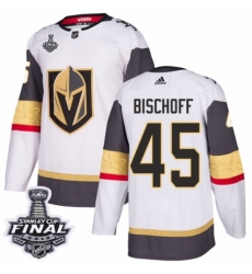 Youth Adidas Vegas Golden Knights #45 Jake Bischoff Authentic White Away 2018 Stanley Cup Final NHL Jersey