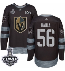 Men's Adidas Vegas Golden Knights #56 Erik Haula Authentic Black 1917-2017 100th Anniversary 2018 Stanley Cup Final NHL Jersey