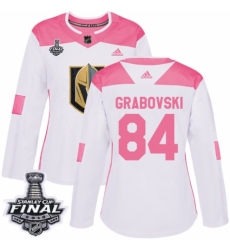 Women's Adidas Vegas Golden Knights #84 Mikhail Grabovski Authentic White/Pink Fashion 2018 Stanley Cup Final NHL Jersey