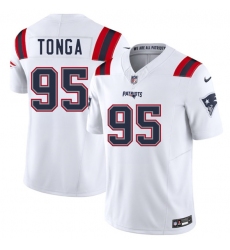 Men's New England Patriots #95 Khyiris Tonga White 2025 F.U.S.E. Vapor Limited Football Stitched Jersey