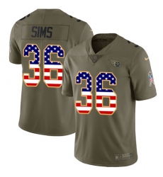 Youth Nike Tennessee Titans #36 LeShaun Sims Limited Olive/USA Flag 2017 Salute to Service NFL Jersey