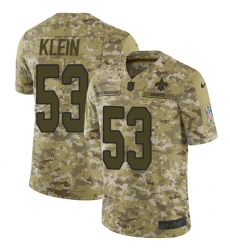 Youth Nike New Orleans Saints #53 A.J. Klein Limited Camo 2018 Salute to Service NFL Jersey