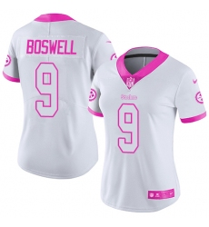 Women's Nike Pittsburgh Steelers #9 Chris Boswell Limited White/Pink Rush Fashion NFL Jersey