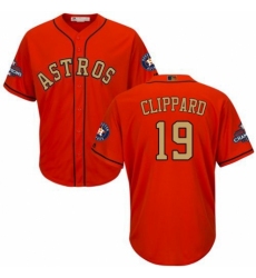 Men's Majestic Houston Astros #19 Tyler Clippard Replica Orange Alternate 2018 Gold Program Cool Base MLB Jersey