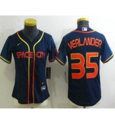 Women's Houston Astros #35 Justin Verlander 2022 Navy Blue City Connect Cool Base Stitched Jersey