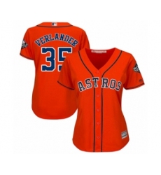 Women's Houston Astros #35 Justin Verlander Authentic Orange Alternate Cool Base 2019 World Series Bound Baseball Jersey