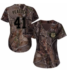 Women's Majestic Houston Astros #41 Brad Peacock Authentic Camo Realtree Collection Flex Base MLB Jersey