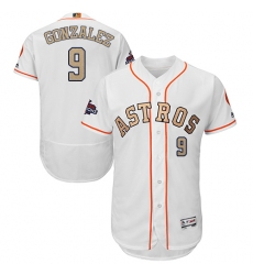 Men's Majestic Houston Astros #9 Marwin Gonzalez White 2018 Gold Program Flex Base Authentic Collection MLB Jersey