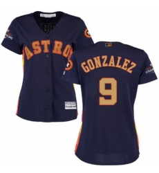 Women's Majestic Houston Astros #9 Marwin Gonzalez Authentic Navy Blue Alternate 2018 Gold Program Cool Base MLB Jersey