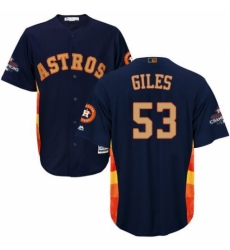Men's Majestic Houston Astros #53 Ken Giles Replica Navy Blue Alternate 2018 Gold Program Cool Base MLB Jersey