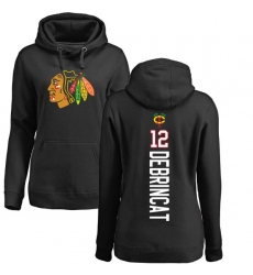 NHL Women's Adidas Chicago Blackhawks #12 Alex DeBrincat Black Backer Pullover Hoodie