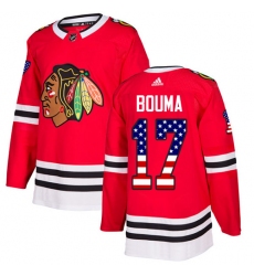 Youth Adidas Chicago Blackhawks #17 Lance Bouma Authentic Red USA Flag Fashion NHL Jersey
