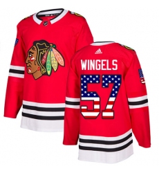 Youth Adidas Chicago Blackhawks #57 Tommy Wingels Authentic Red USA Flag Fashion NHL Jersey
