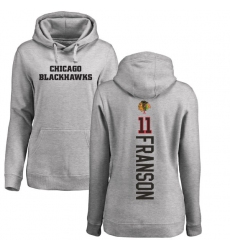 NHL Women's Adidas Chicago Blackhawks #11 Cody Franson Ash Backer Pullover Hoodie