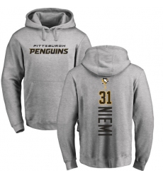 NHL Adidas Pittsburgh Penguins #31 Antti Niemi Ash Backer Pullover Hoodie