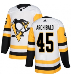 Men's Adidas Pittsburgh Penguins #45 Josh Archibald Authentic White Away NHL Jersey