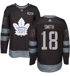 Men's Adidas Toronto Maple Leafs #18 Ben Smith Authentic Black 1917-2017 100th Anniversary NHL Jersey