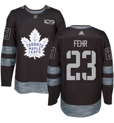Men's Adidas Toronto Maple Leafs #23 Eric Fehr Authentic Black 1917-2017 100th Anniversary NHL Jersey
