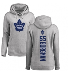 NHL Women's Adidas Toronto Maple Leafs #55 Andreas Borgman Ash Backer Pullover Hoodie