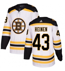 Men's Adidas Boston Bruins #43 Danton Heinen Authentic White Away NHL Jersey