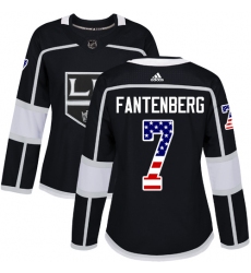 Women's Adidas Los Angeles Kings #7 Oscar Fantenberg Authentic Black USA Flag Fashion NHL Jersey