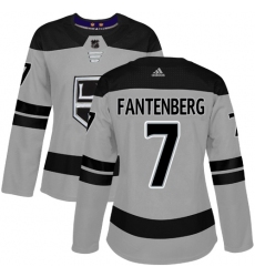 Women's Adidas Los Angeles Kings #7 Oscar Fantenberg Authentic Gray Alternate NHL Jersey
