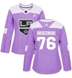 Women's Adidas Los Angeles Kings #76 Jonny Brodzinski Authentic Purple Fights Cancer Practice NHL Jersey