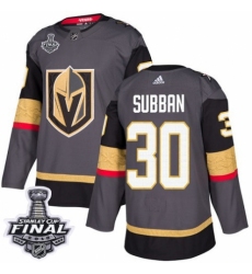 Youth Adidas Vegas Golden Knights #30 Malcolm Subban Authentic Gray Home 2018 Stanley Cup Final NHL Jersey