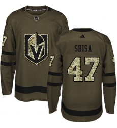 Men's Adidas Vegas Golden Knights #47 Luca Sbisa Authentic Green Salute to Service NHL Jersey