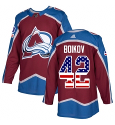 Youth Adidas Colorado Avalanche #42 Sergei Boikov Authentic Burgundy Red USA Flag Fashion NHL Jersey