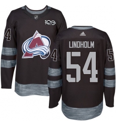 Men's Adidas Colorado Avalanche #54 Anton Lindholm Authentic Black 1917-2017 100th Anniversary NHL Jersey